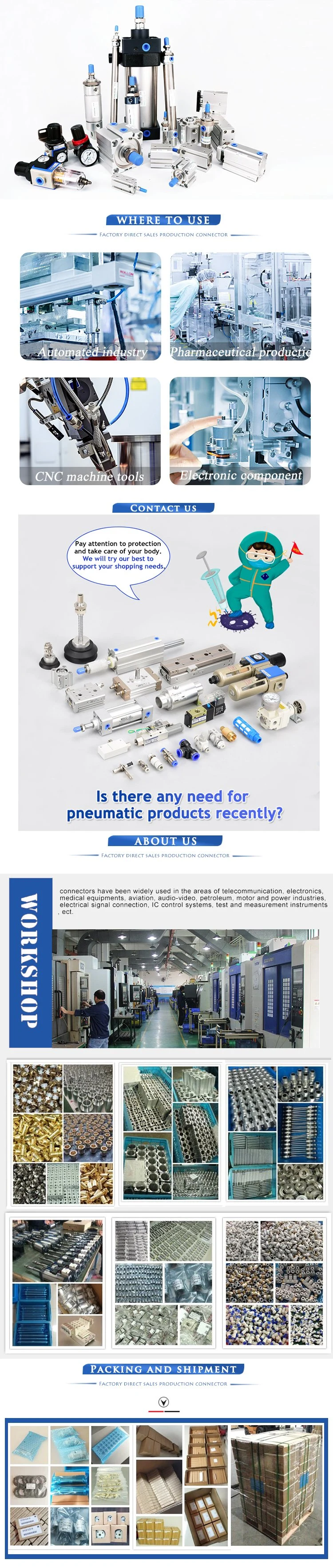 (TN Series) Double Action Type Aluminum Stainless Steel Pneumatic Cylinder